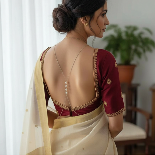 Elegant Pearl Draped Back Chain